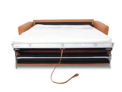 Alt Tag: Open sofa bed with white mattress, illustrating What is Latex Mattress benefits.