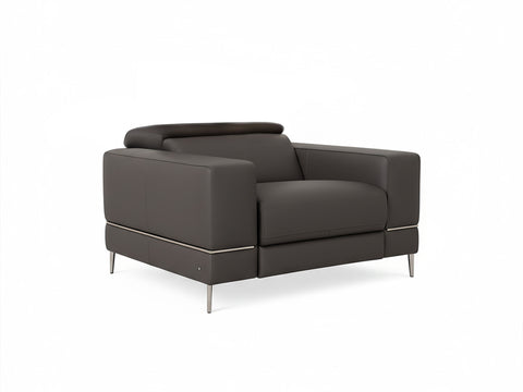 Modena Grey Leather Motorized Single Recliner showcasing modern elegance and luxury.