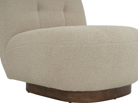 Bianca Beige Accent Chair & Pouf