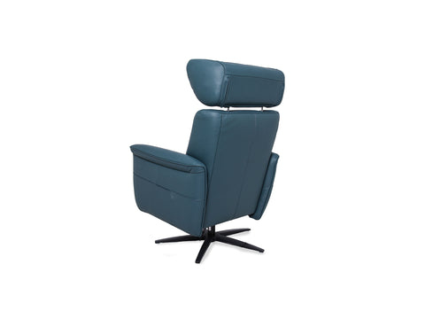 Velasco Deep Teal Leather Power Swivel Recliner Chair with Heat & Massage