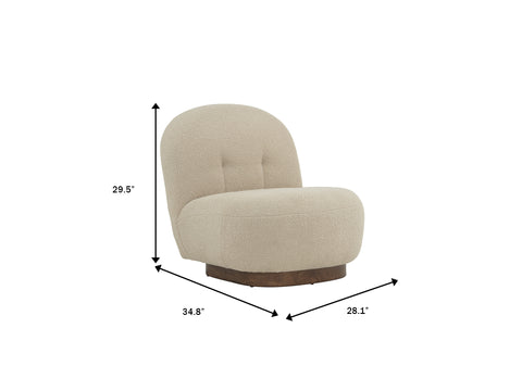 Bianca Beige Accent Chair & Pouf
