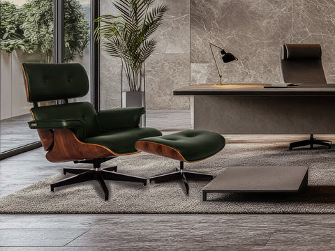 Meseo Royal Green Lounge Chair and Ottoman