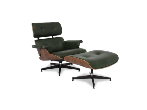 Meseo Royal Green Lounge Chair and Ottoman