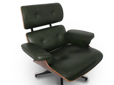 Meseo Royal Green Lounge Chair and Ottoman