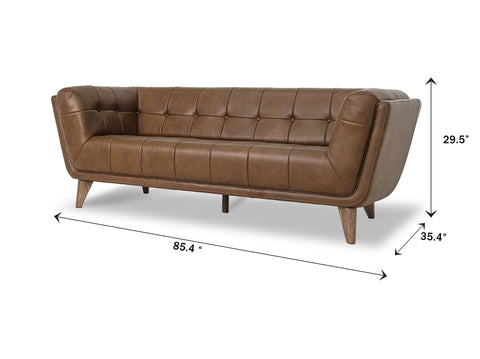 Divano Leather Chestnut Brown 3-Seater Sofa
