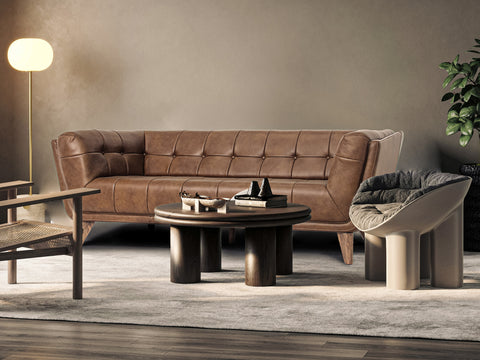 Divano Leather Chestnut Brown 3-Seater Sofa