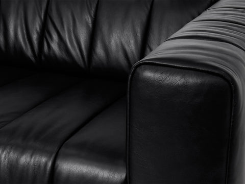 Portfino Leather Black 3-Seater Sofa