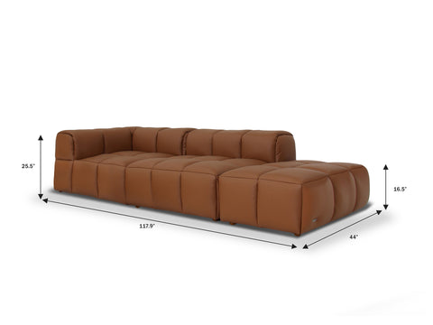Sofá modular individual de dos plazas en color marrón Tuscono