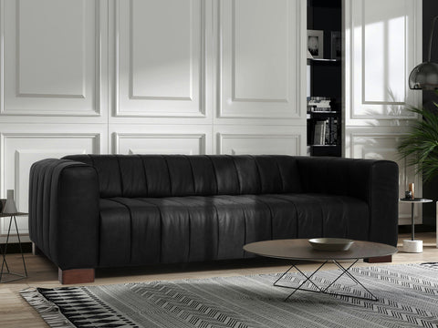 Portfino Leather Black 3-Seater Sofa