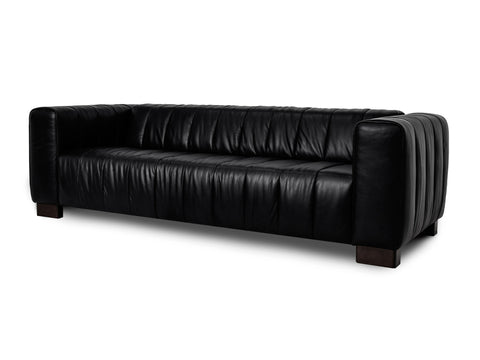 Portfino Leather Black 3-Seater Sofa
