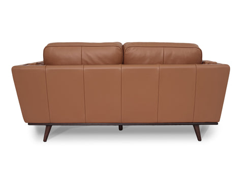 Selina Leather Chestnut Brown Loveseat Sofa