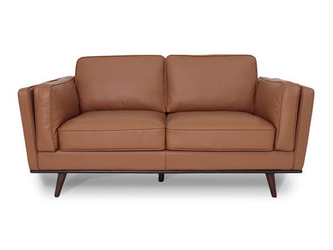 Selina Leather Chestnut Brown Loveseat Sofa