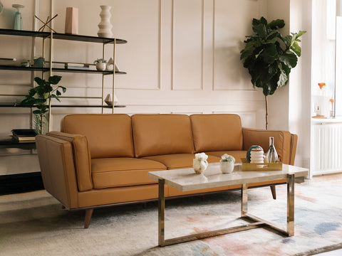 Selina Leather Chestnut 3-Seater Sofa