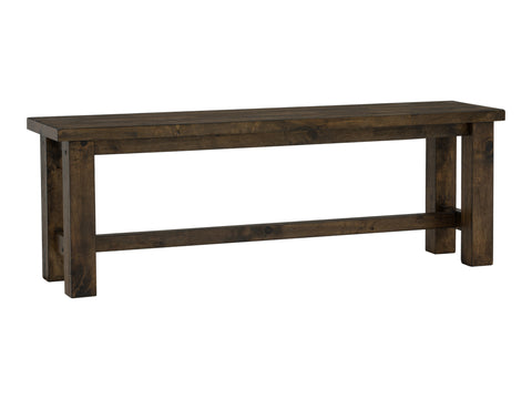 Annata Rustic Bench - Dark Solid Wood with natural grain patterns, perfect for dining or living spaces, highlighting refined craftsmanship.