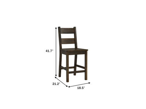 Annata Rustic Counter Chairs - Dark Solid Wood, ladder-back design, dimensions: 41.7"H x 21.2"W x 18.5"D, set of 2