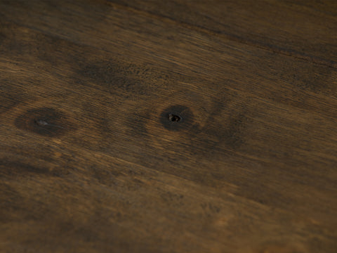 Close-up of dark solid wood texture of Annata Rustic Counter Table - Dark Solid Wood, showcasing natural grain and finish.