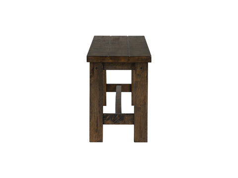 Annata Rustic Bench - Dark Solid Wood showcasing its sturdy construction and rich wood grain texture.