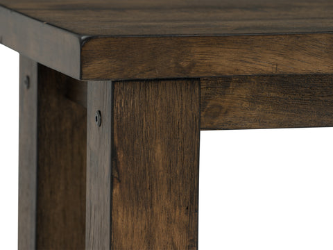 Close-up of Annata Rustic Bench - Dark Solid Wood with rich grain texture and sturdy construction.