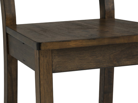 Close-up of Annata Rustic Counter Chair - Dark Solid Wood showcasing ladder-back and rustic finish.