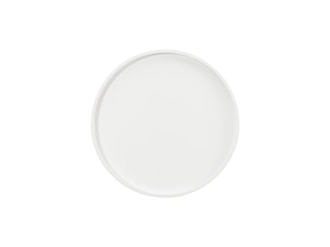 Top view of Camilla White Tripod Side Table with round white bentwood tabletop, embodying modern minimalist design for home decor.