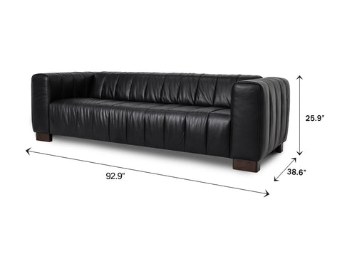 Portfino Leather Black 3-Seater Sofa
