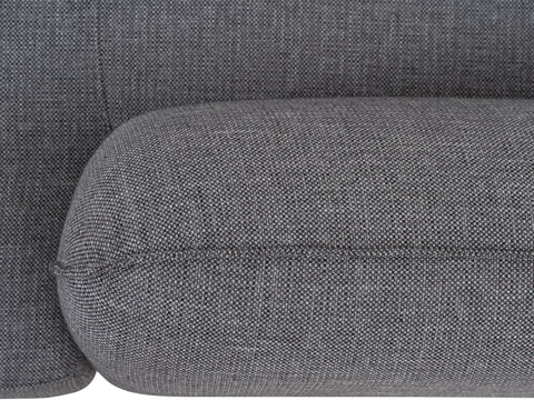 Close-up of the Linsey fabric on the Livia Grey Scandi Modern Sectional, highlighting its charcoal grey texture and minimalist design.