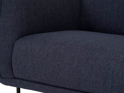 Livia Navy Blue 3 seater Extra Firm Sofa close-up of textured fabric and cushioning.