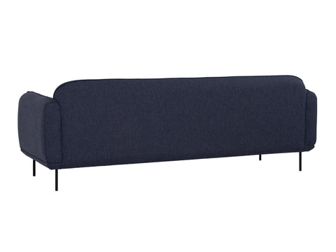 Livia Navy Blue 3 seater Extra Firm Sofa with sleek black metal legs and textured upholstery.
