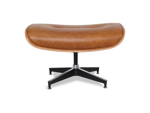 Meseo Cognac Lounge Chair and Ottoman in vintage-inspired leather