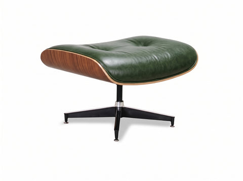 Meseo Royal Green Leather Lounge Chair and Ottoman