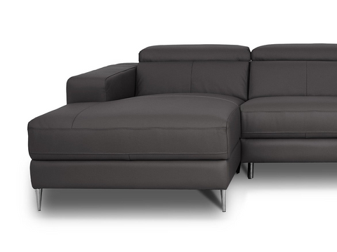Modena Grey Leather Double Chaise Lounger showcasing modern luxury and comfort in a contemporary design, perfect for elegant living spaces.