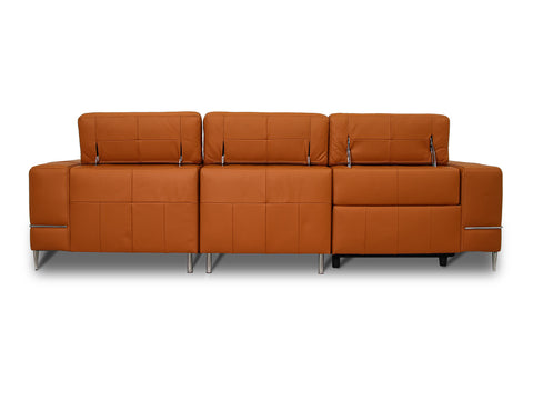 Modena Mahogany Brown Leather Motorized Sectional Sofa showcasing sleek design and modern aesthetics