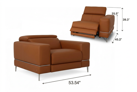 Modena Mahogany Brown Leather Motorized Single Recliner