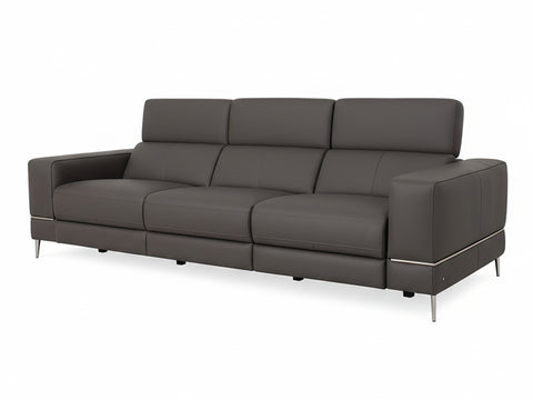 Modena Grey Leather Dual Recliner 3 Seater Sofa modern design with ergonomic support and luxury finish