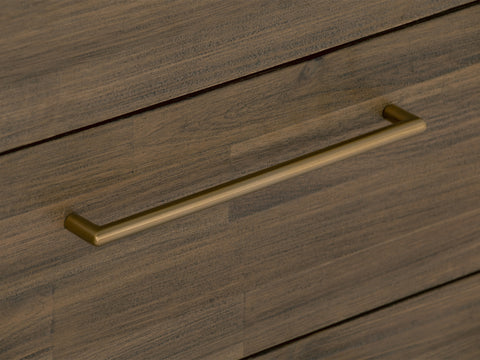 Close-up of brass handle on Nero Mid-Century Fluted Door Sideboard