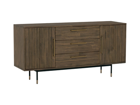 Nero Mid-Century Fluted Door Sideboard with Brass Handles showcasing modern design and smart storage solution