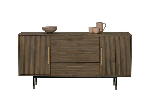 Nero Mid-Century Fluted Door Sideboard with Brass Handles featuring sleek design and modern minimalism