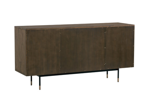 Nero Mid-Century Fluted Door Sideboard with Brass Handles featuring vertical fluted detailing and sleek design