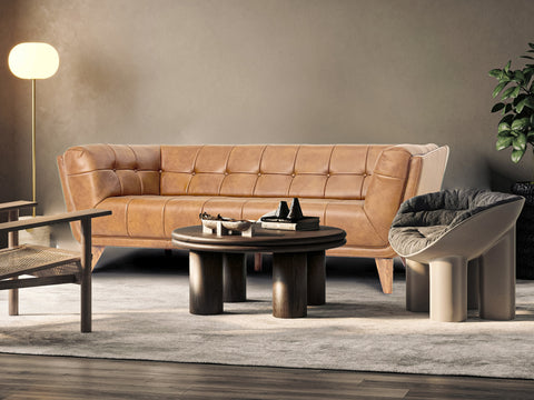 Divano Leather Cognak 3-Seater Sofa