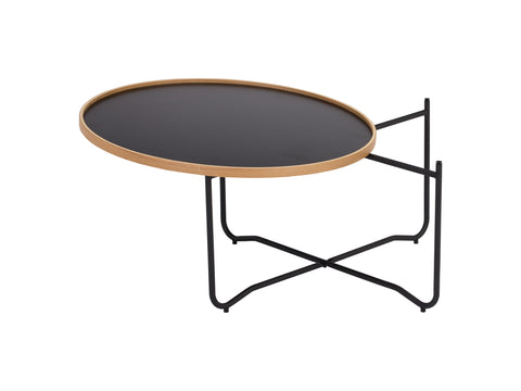 Siena Industrial Modern Coffee table with sleek black top and natural bentwood frame, ideal for stylish living spaces.
