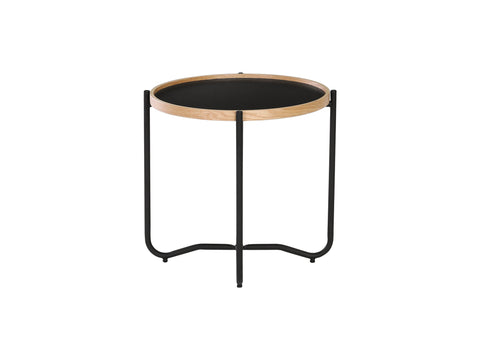 Siena Industrial Modern Side table with natural finish bentwood frame and slim steel legs