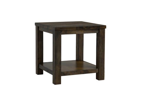 Tino Rustic Side Table - Dark Solid Wood made from Oakaia Wood with rich grain and clean lines, ideal for living spaces.