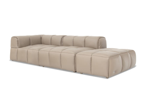 Tuscono Leather Beige 2 seater Single Lounge Modular Sofa featuring plush cushions and a modern low-profile design.