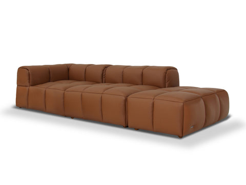 Tuscono Leather Brown 2 seater Single Lounge Modular Sofa featuring luxe leather upholstery and modern design.