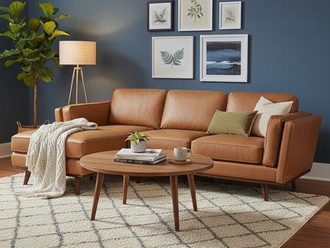 Modern living room with leather sofa. Is It Worth Buying Expensive Furniture? Explore quality and value in furniture choices.