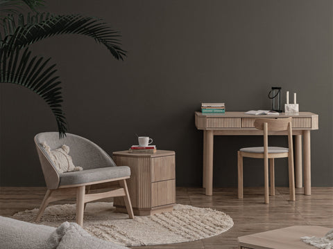 Silla decorativa Lucca color crema y gris