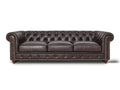 Stanhope Dark Chocolate 3 Seater Chesterfield in top-grain aniline leather with tufted detailing and classic design.