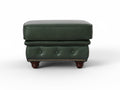 Stanhope Royal Green Leather Chesterfield Ottoman in rich top-grain aniline leather with natural character and deep elegance.