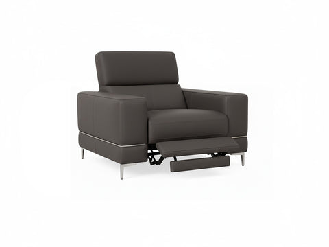 Modena Grey Leather Motorized Single Recliner for modern luxury and comfort