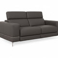 Modena Grey Leather Motorized Loveseat Recliner with sleek design and modern luxury features.